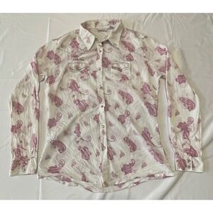 Wrangler Pearl Snap Western Shirt Size Large Pink Paisley LW5141 Women